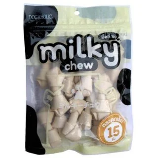 Dogaholic Milky Chews Knotted Bone Dog Treat For All Life Stages (15 Pieces)