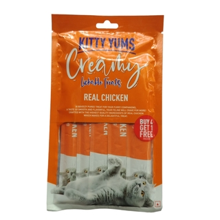 KITTY YUMS CREAMY LICKABLE TREATS REAL CHICKEN 75GM