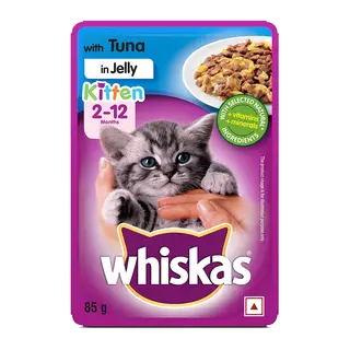 Whiskas Wet Cat Food for Kitten (2-12 Months), Tuna in Jelly Flavour, 85g