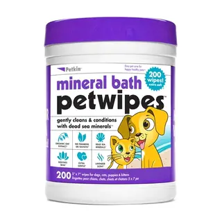 Petkin Mineral Bath Pet Wipes, 200 Wipes Gently Cleans & Conditions with dead sea minerals
