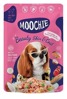 Moochie Wet Dog Food Beauty Skin & Coat Salmon, Carrot, Sweet Potato and Green Peas, 85 gm