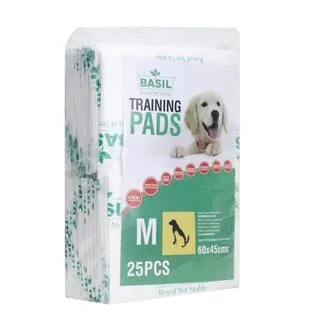 Basil 25 Units Absorbent Training Pads with Leak Proof Size - M & 45x60 Cms for All Pets