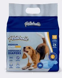 Petaholic Premium Super Absorbent Disposable Diapers Nappy Pants for Dogs, Large