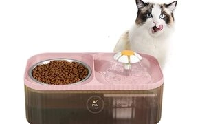Water Fountain for cat and Dog with Feeding Bowl 2 in 1 System Portable for All Breeds Colour