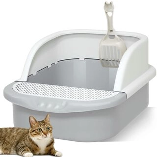 Open Top Cat Litter Box, small Size Cat Litter Tray with Rim Removable Rim, Compact Design