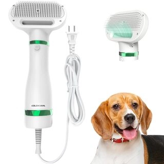 Pet Hair Dryer, 2 in 1 Dog & Cat Blow Dryer Grooming with Slicker Brush