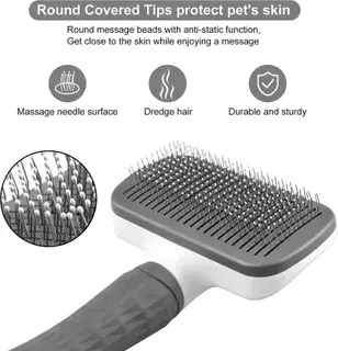 Pet Needs Grooming & Cleaning Auto Slicker Shedding Brush GREY for Dog & Cat