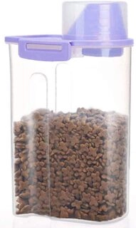 Pet Food Storage Container with Measuring Cup, Food Dispenser for Dogs Cats (Blue) 2.5L