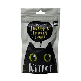 Kittos Cat Treats, Sunfish & Chicken Twirls, Rich Protein Low Fat, Premium Reward & Training Treat, Highly Digestible Healthy Cat Treat, 40% Fish & 57.3% Chicken, Healthy Cat Snacks