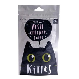 Kittos Cat Treats, Fish & Chicken Cubes, Rich Protein Low Fat , Premium Reward & Training Treat, Highly Digestible Healthy Cat Treat, Multi-Pack of 47% Chicken & 20% Fish