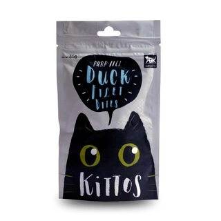 Kittos Cat Treats, Duck Fillet Bites, Rich Protein Low Fat, Premium Reward & Training Treat, Highly Digestible Healthy Cat Treat , 83% Chicken, Healthy Cat Snacks 35g