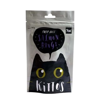 Kittos Cat Treats, Salmon Rings, Rich Protein Low Fat, Premium Reward & Training Treat, Highly Digestible Healthy Cat Treat, 70% Fish & Chicken, Healthy Snacks, Dry Savory