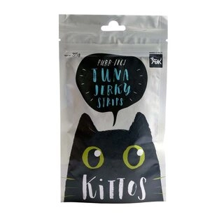 Kittos Cat Treats, Tuna Jerky Strips, Rich Protein Low Fat, Premium Reward & Training Treat, Highly Digestible Healthy Cat Treat, 80% Fish & Chicken. 35g