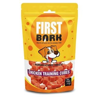 First Bark Jerky Dog Treats, Human Grade High Protein , Fully Digestible Healthy Snack & Training Treat, Free from by-Products & Gluten, Chicken Training Cubes