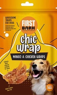 First Bark Chic Wrap Mango & Chicken Wrap-Treats for Dogs Satisfy Their Natural Instinct to Chew 100% Human Grade Protein Jerky70g