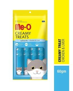 Me-O Creamy Cat Treats - Small, 60 gm (Pack of 4) (Chicken & Liver)