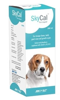 Sky EC Skycal Pet Liquid for Stronger Bones, Teeth, Growth in Pets (200 ml)