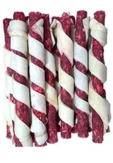 LEO PET PRODUCTS Food Real Mutton Twist Sticks for Dental practices Chicken Dry Adult, New Born, Young Dog Food (Mutton, 0.5 kg)