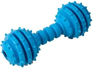 Pets Chewing Dumbbell Shape TPR Rubber with Bells Puppy Toys for Teeth Cleaning and Playing Blue