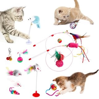Toys Toys for Kittens，Plush Mouse Spring Mouse Colored Ball Toys for Cat
