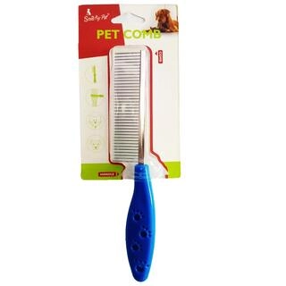 Smarty Pet Pet Comb Stainless Steel Pin Dog Grooming Brush with Soft Grip Plastic Handle for Removing Matted Fur, Knots & Tangles, Shedding Comb- Blue Colour