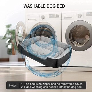 Pets Cart Dog Bed & Cat Polyester Bed Black & Grey Color Anti-Skid Bottom & Machine Washable(Reversible)-Large