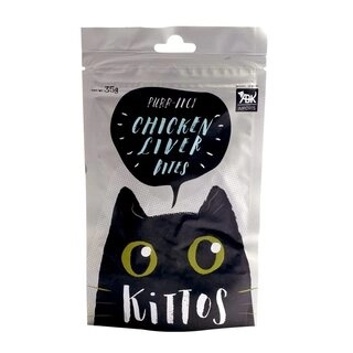 Kittos Cat Treats, Chicken Liver Bites, Rich Protein Low Fat, Premium Reward & Training Treat, Highly Digestible Healthy Cat Treat , 75% Chicken , Healthy Cat Snacks Multi-