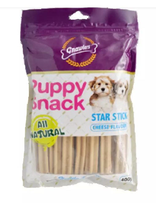 Gnawlers Puppy Snack All Natural Star Stick – Cheese flavour 80 g