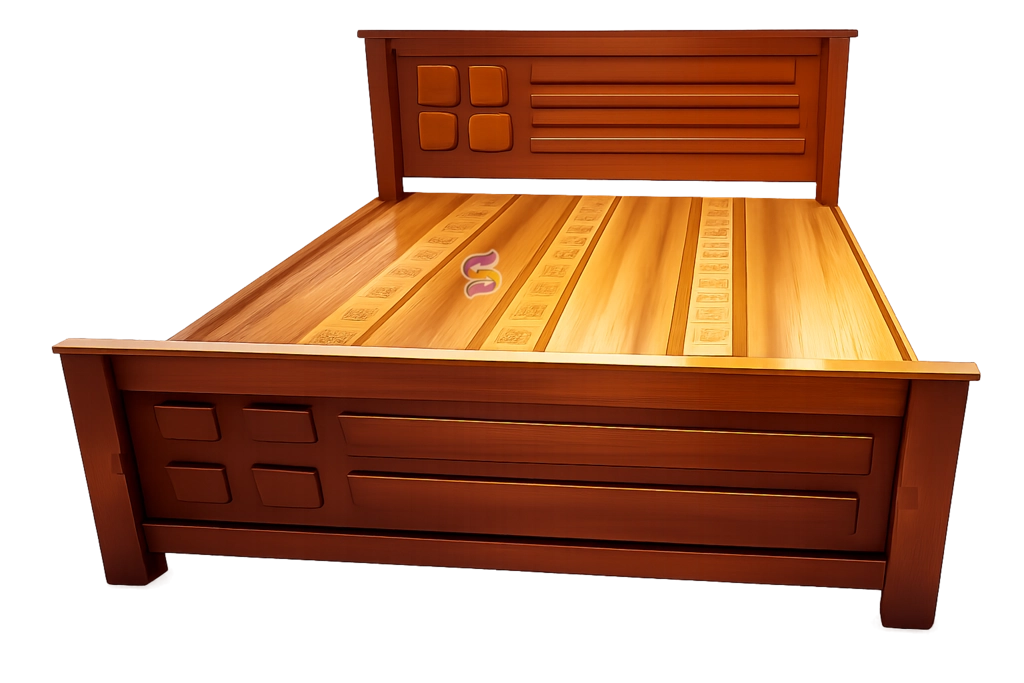 5 Feet Leaf Design Wooden Cot