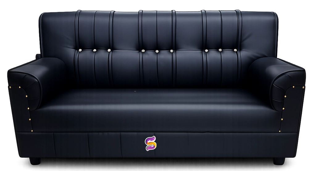 3 Seater Sofa Rexin - Black