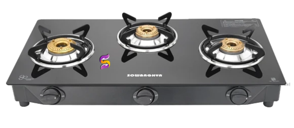 Elanza 3 Burner Glass Top Gas Stove
