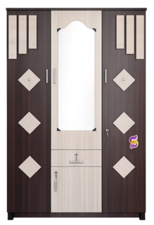 3 Door Wooden Cupboard With Glass