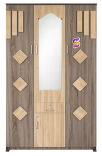 3 Door Wooden Cupboard With Glass