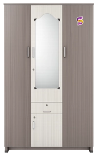 3 Door Wooden Cupboard With Glass