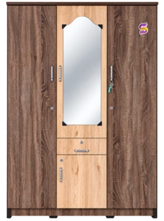 3 Door Wooden Cupboard With Glass