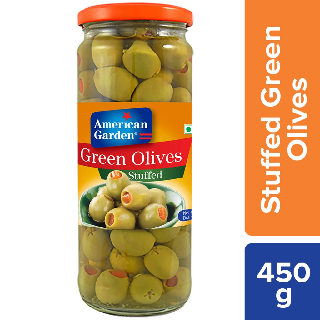GREEN OLIVES STUFFED 450GM