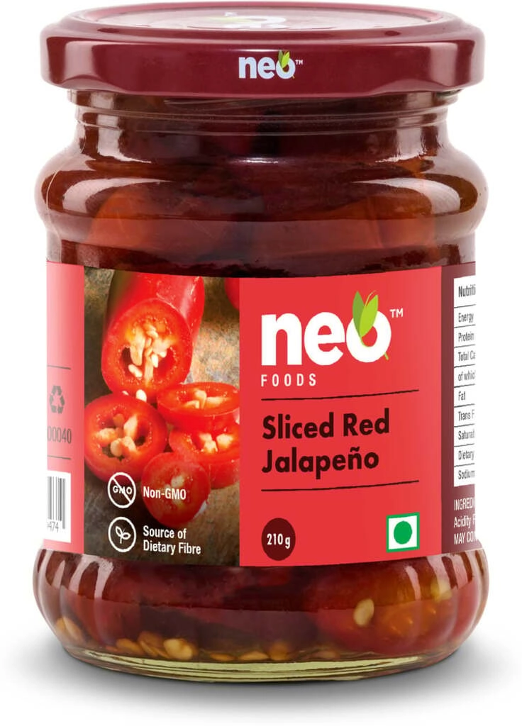 NEO SLICED RED JALAPENO 210 GM.