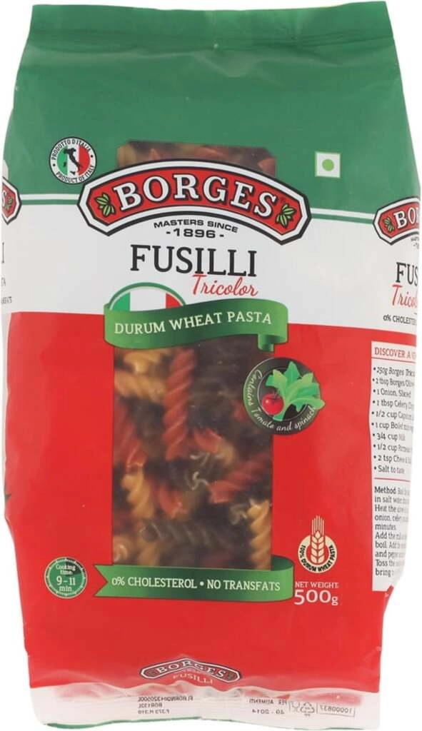 FUSILLI TRICOLOR DRUMWHEAT PASTA 500GM.