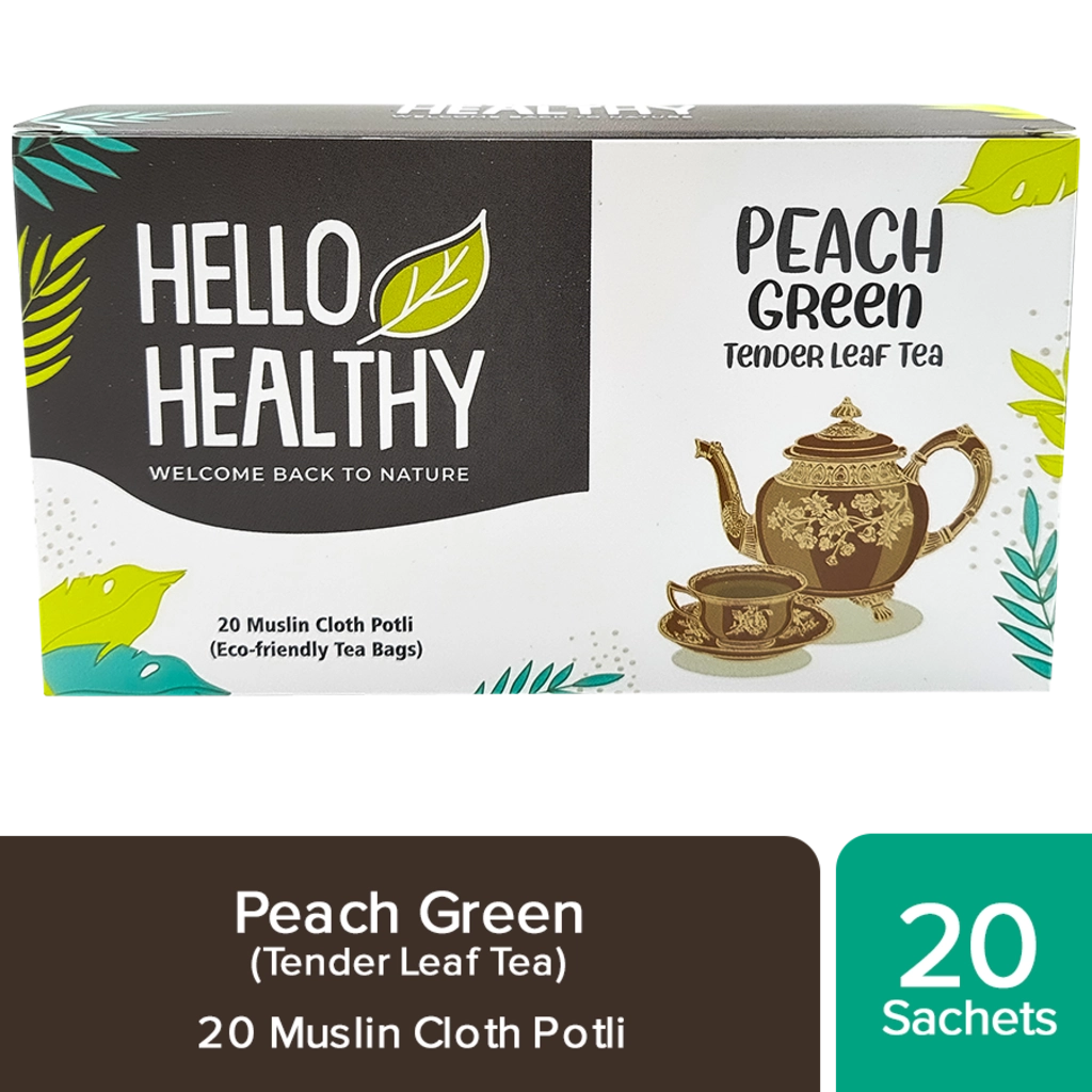 PEACH GREEN TENDER LEAF TEA 20 MUSLIN