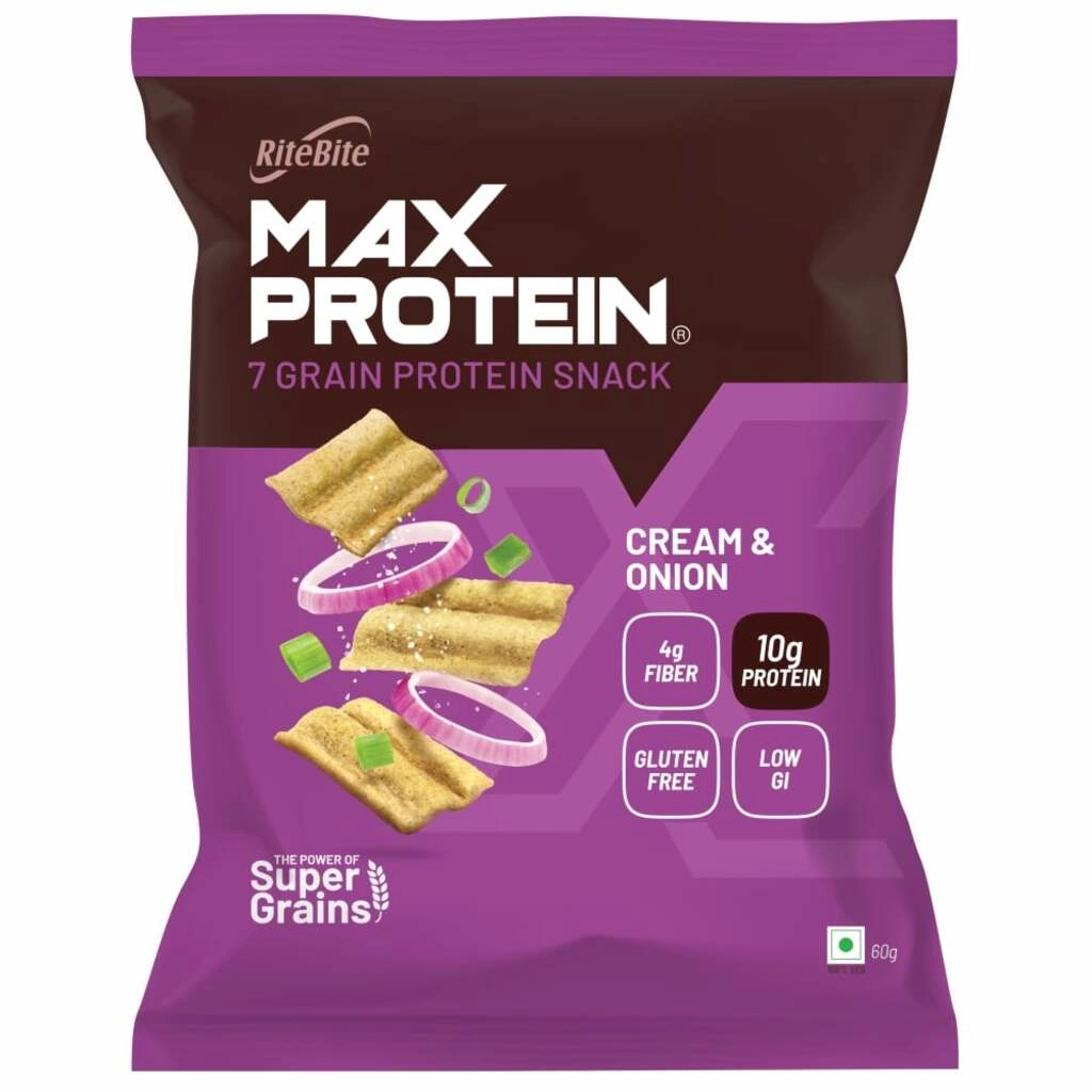 RITE BITE MAX PROTEIN SNACK CREAM & ONION 60 GM.
