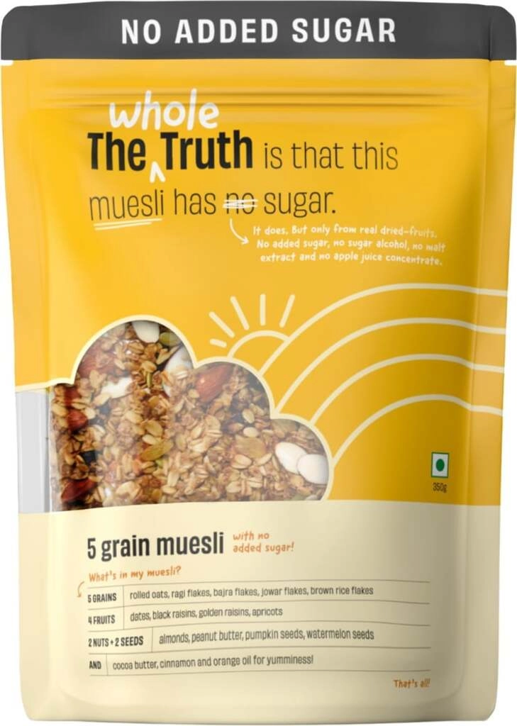 THE WHOLE TRUTH NO ADDED SUGAR 5 GRAIN MUESLI 350 GMS.