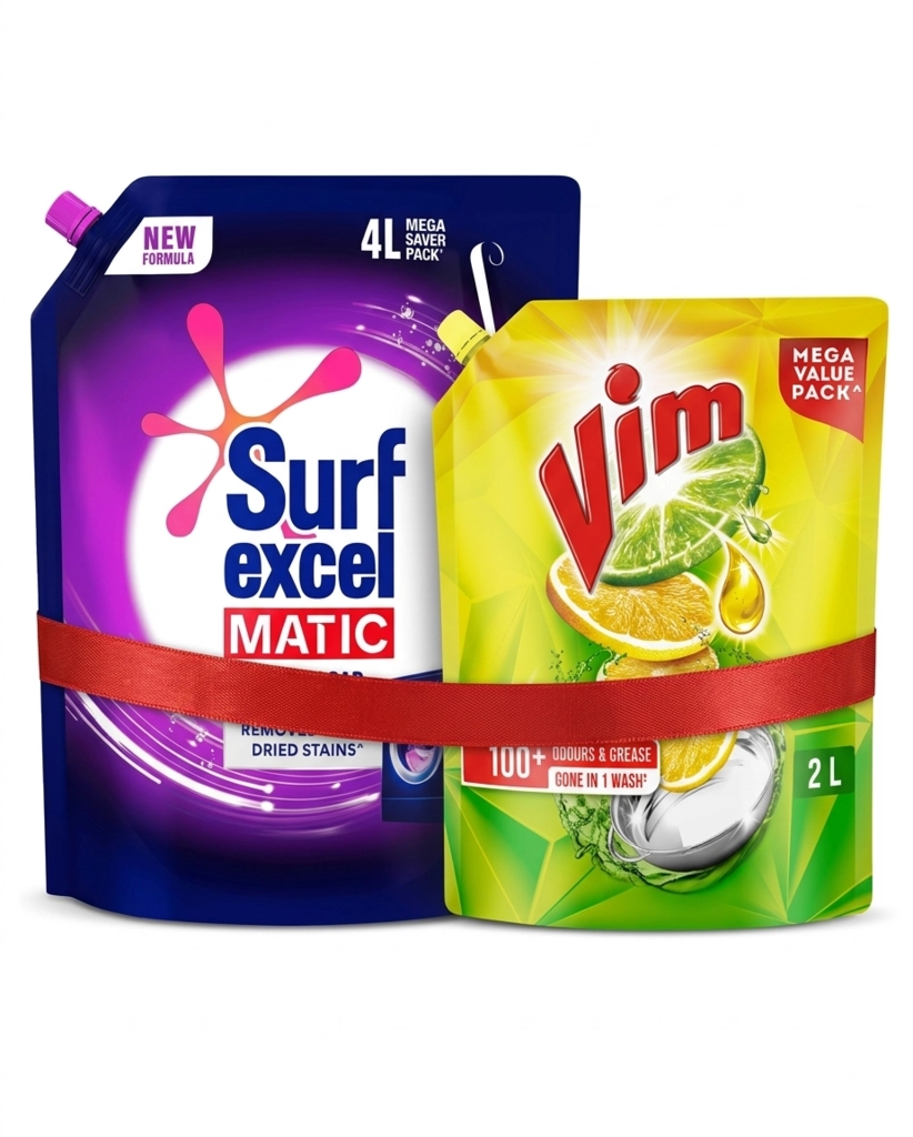 SURF EXCEL FRONT LOAD 4L +VIM DROP POUCH 2 LTR COMBO