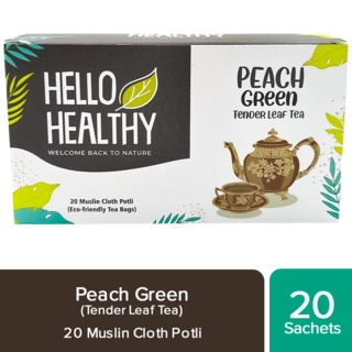 PEACH GREEN TENDER LEAF TEA 20 MUSLIN
