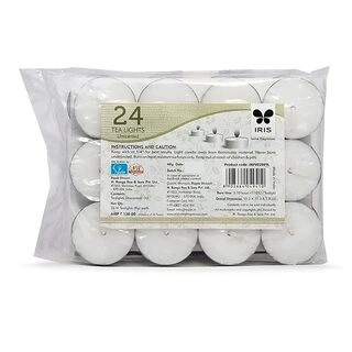 IRIS AROMA TEA LIGHT UNSCENTED 24 CANDLE