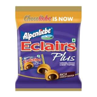 ECLAIRS PLUS CARAMEL CHOCO TOFFEE 136 GM.