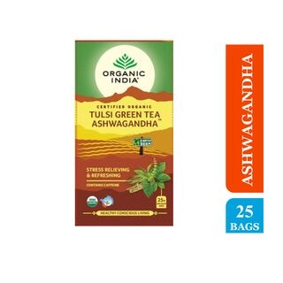 ORGANIC INDIA TULSI GREEN TEA ASHWAGANDHA 25 TEA BAG
