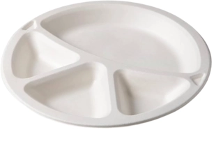 BIODEGRADABLE 11'' 4 CUP ROUND PLATE 25 PC