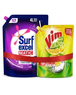 SURF EXCEL FRONT LOAD 4L +VIM DROP POUCH 2 LTR COMBO