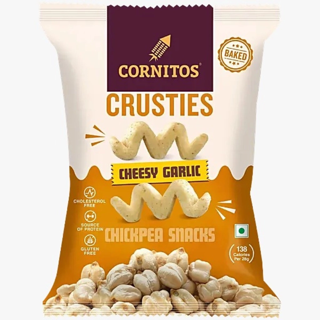Crusties Chana Snacks Cholesterol & Gluten Free Cheesy Garlic