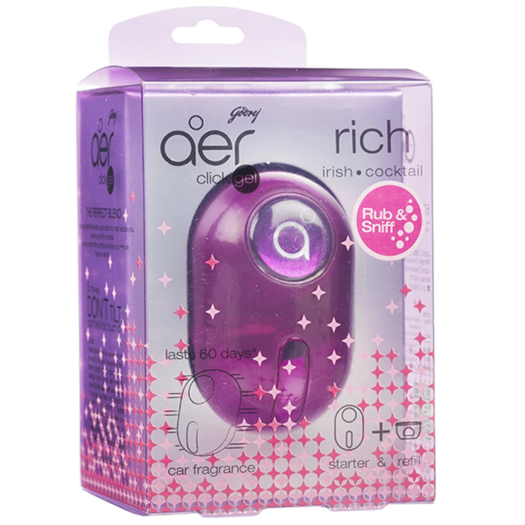 Aer Click Gel Rich Irish Cocktail Car Freshener Kit & Gel